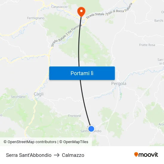 Serra Sant'Abbondio to Calmazzo map
