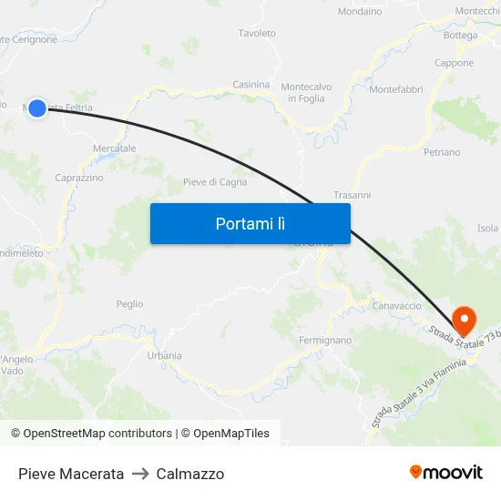 Pieve Macerata to Calmazzo map