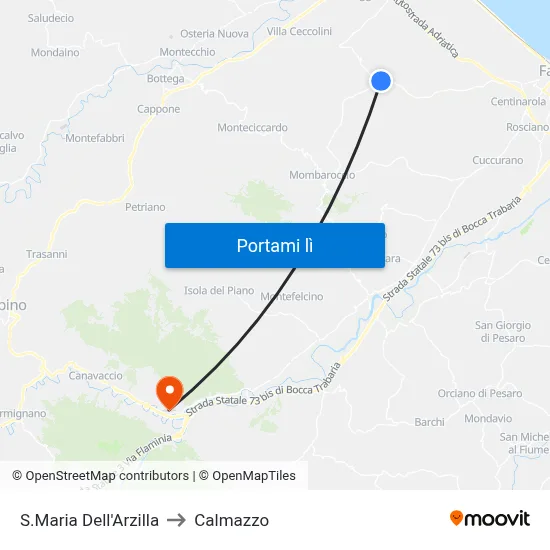 S.Maria Dell'Arzilla to Calmazzo map