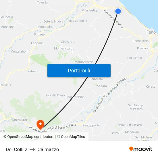 Dei Colli 2 to Calmazzo map