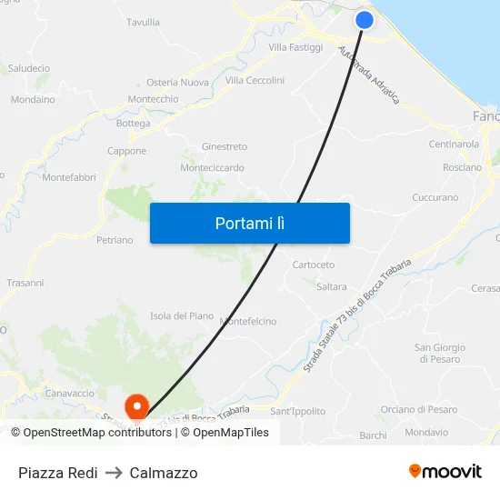 Piazza Redi to Calmazzo map
