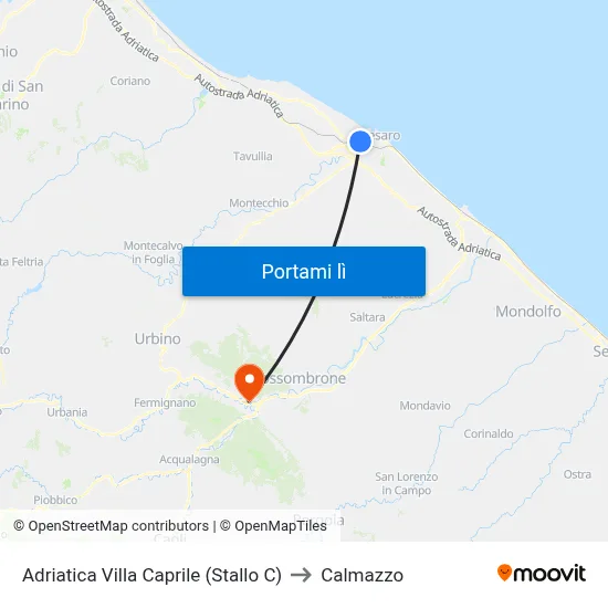 Adriatica Villa Caprile (Stallo C) to Calmazzo map