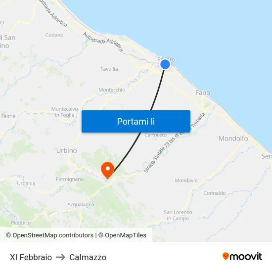 XI Febbraio to Calmazzo map