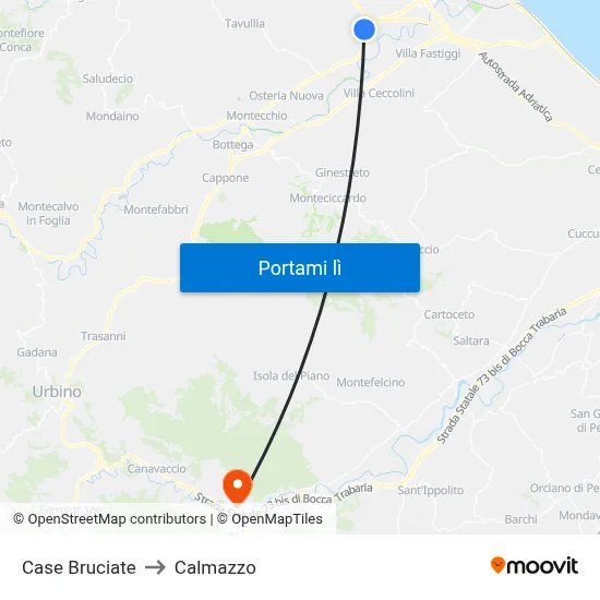 Case Bruciate to Calmazzo map