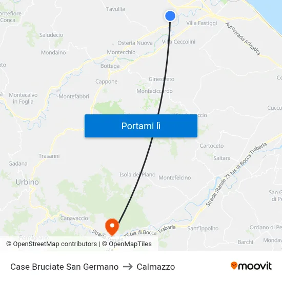 Case Bruciate San Germano to Calmazzo map