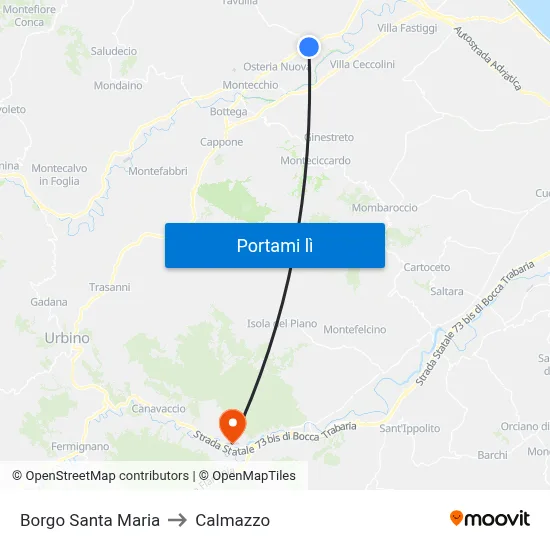 Borgo Santa Maria to Calmazzo map