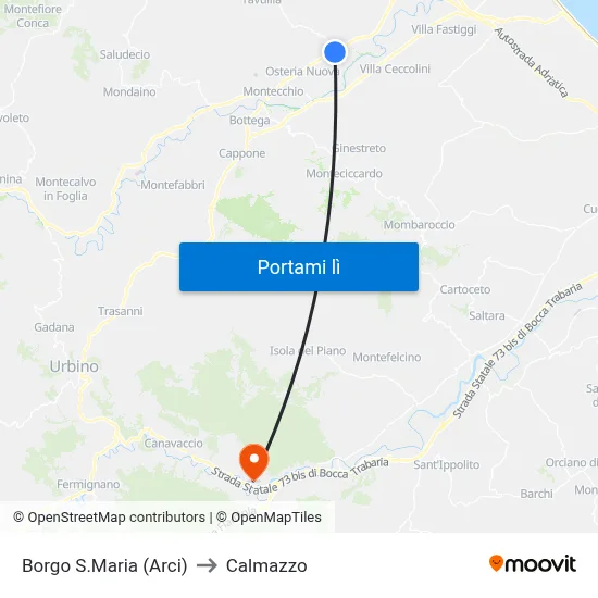 Borgo S.Maria (Arci) to Calmazzo map