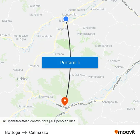 Bottega to Calmazzo map