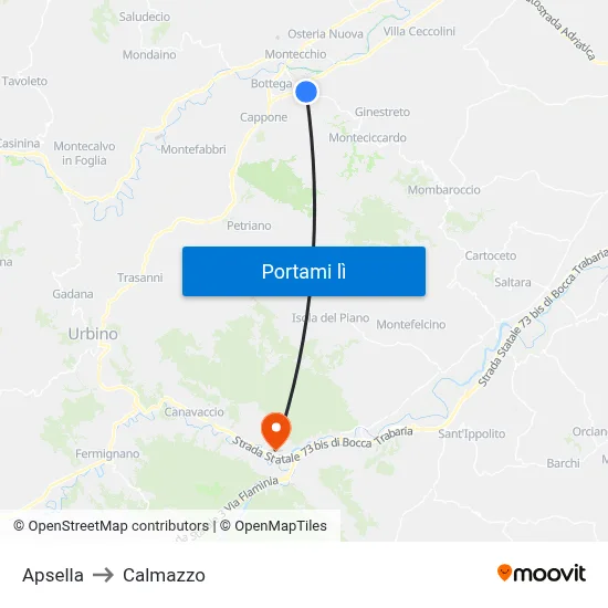 Apsella to Calmazzo map