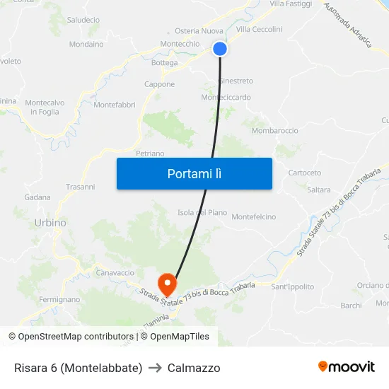 Risara  6  (Montelabbate) to Calmazzo map