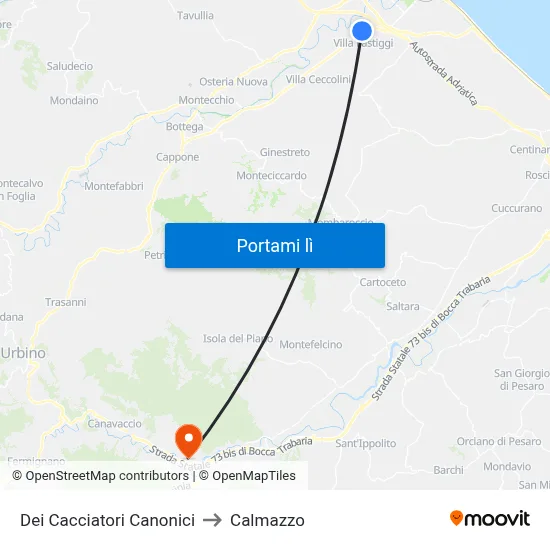 Dei Cacciatori Canonici to Calmazzo map
