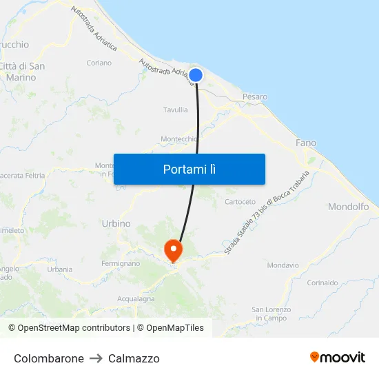 Colombarone to Calmazzo map