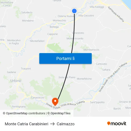 Monte Catria Carabinieri to Calmazzo map