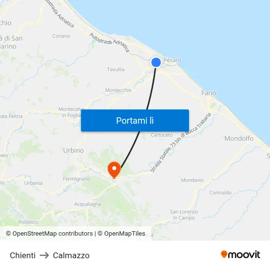 Chienti to Calmazzo map