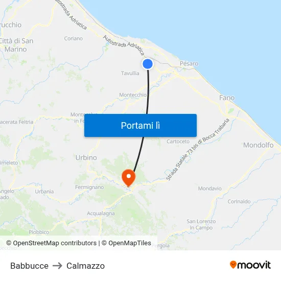 Babbucce to Calmazzo map