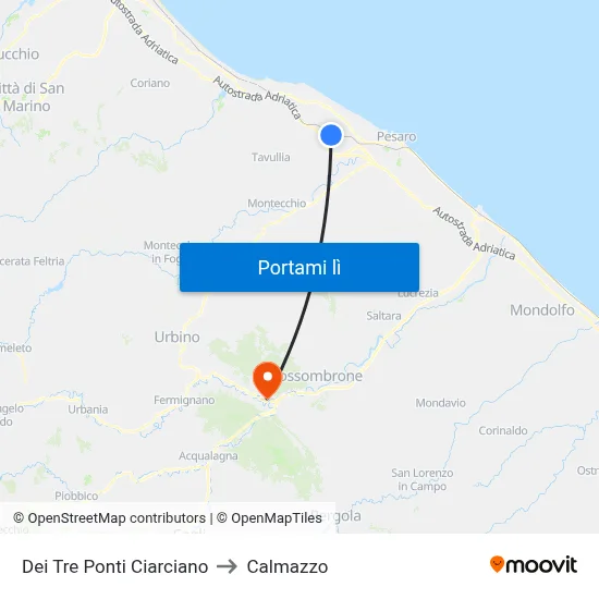 Dei Tre Ponti  Ciarciano to Calmazzo map