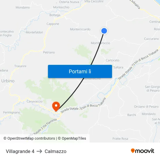 Villagrande 4 to Calmazzo map