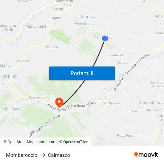 Mombaroccio to Calmazzo map
