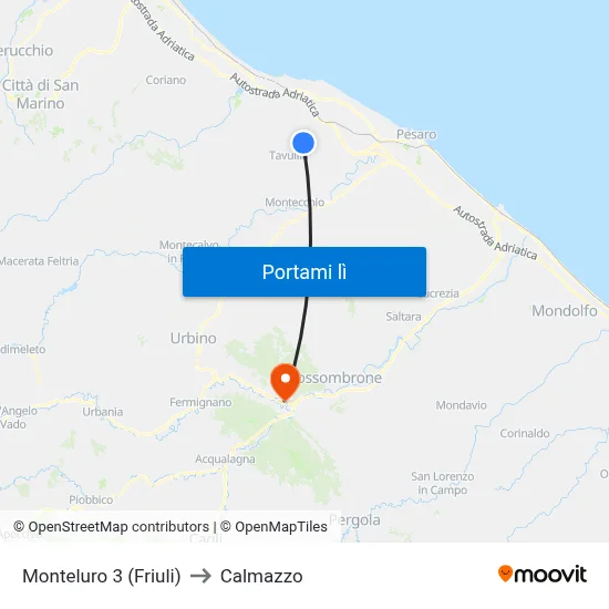 Monteluro 3 (Friuli) to Calmazzo map