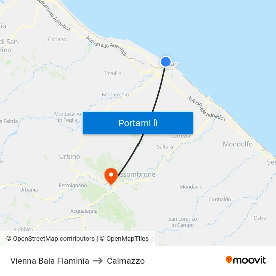 Vienna Baia Flaminia to Calmazzo map