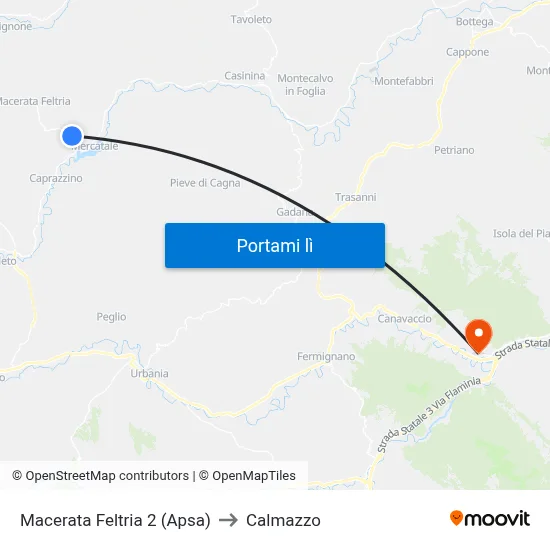 Macerata Feltria 2 (Apsa) to Calmazzo map