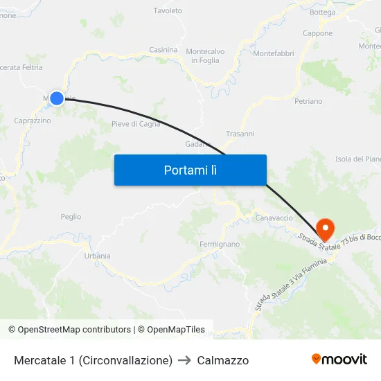 Mercatale 1 (Circonvallazione) to Calmazzo map