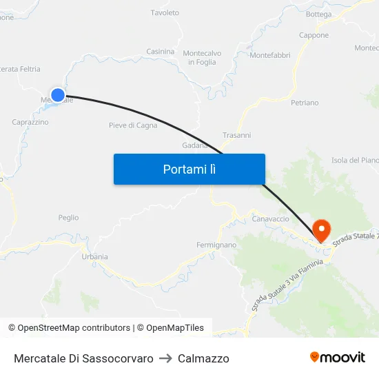 Mercatale Di Sassocorvaro to Calmazzo map