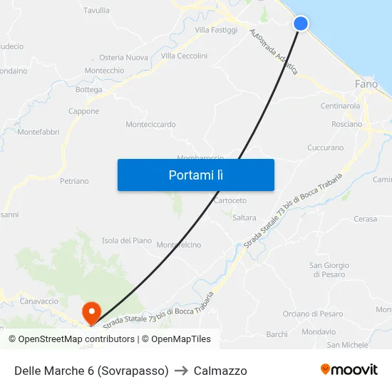 Delle Marche 6 (Sovrapasso) to Calmazzo map