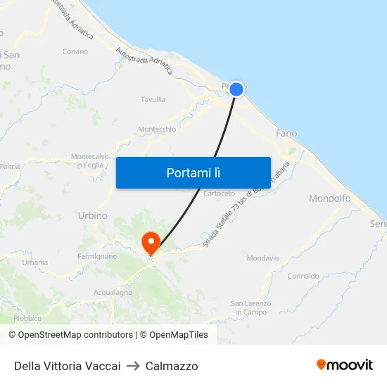 Della Vittoria Vaccai to Calmazzo map