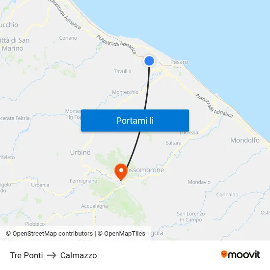 Tre Ponti to Calmazzo map