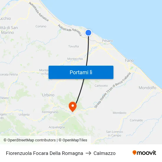Fiorenzuola Focara Della Romagna to Calmazzo map