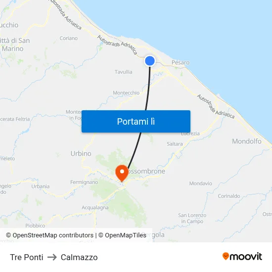 Tre Ponti to Calmazzo map