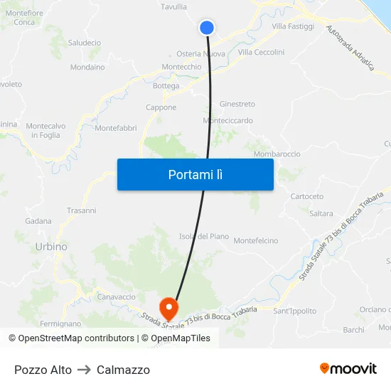 Pozzo Alto to Calmazzo map