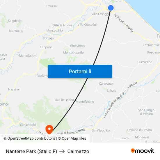 Nanterre Park (Stallo F) to Calmazzo map