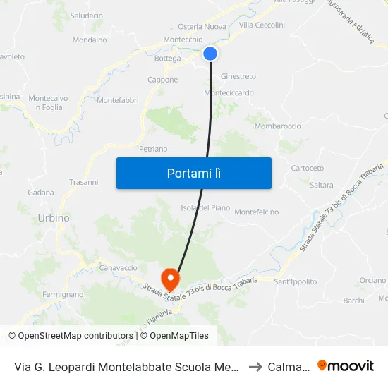 Via G. Leopardi  Montelabbate Scuola Media Rossini to Calmazzo map