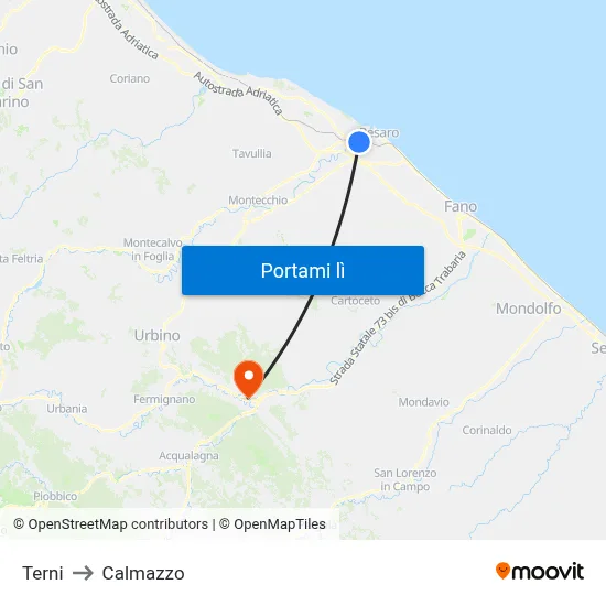 Terni to Calmazzo map