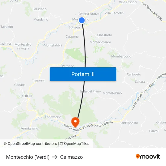 Montecchio (Verdi) to Calmazzo map