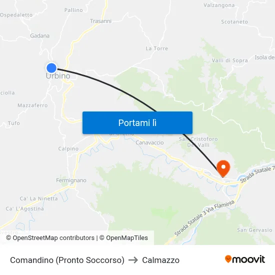 Comandino (Pronto Soccorso) to Calmazzo map