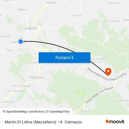 Martiri Di Lidice (Mazzaferro) to Calmazzo map