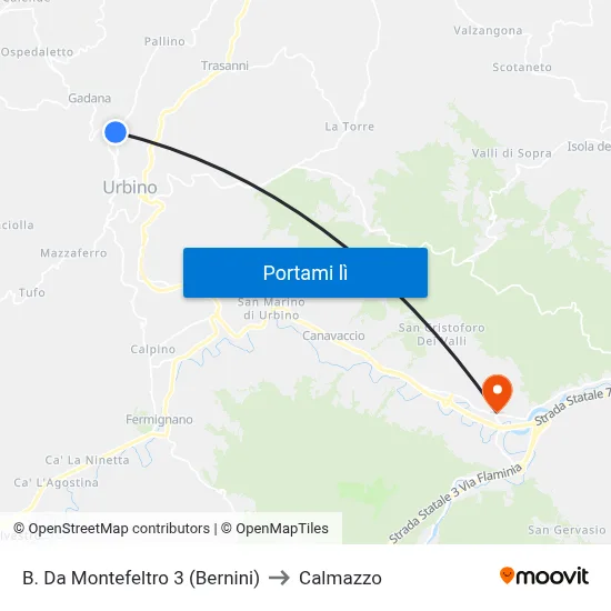 B. Da Montefeltro 3 (Bernini) to Calmazzo map