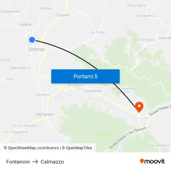Fontanoni to Calmazzo map