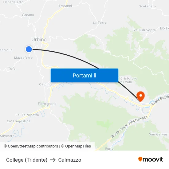 College (Tridente) to Calmazzo map