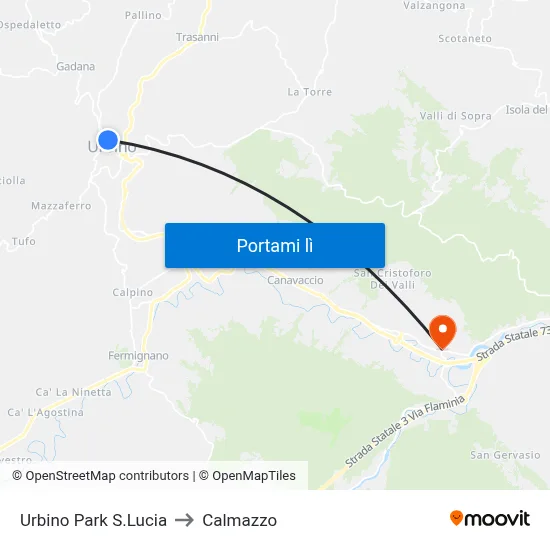 Urbino Park S.Lucia to Calmazzo map