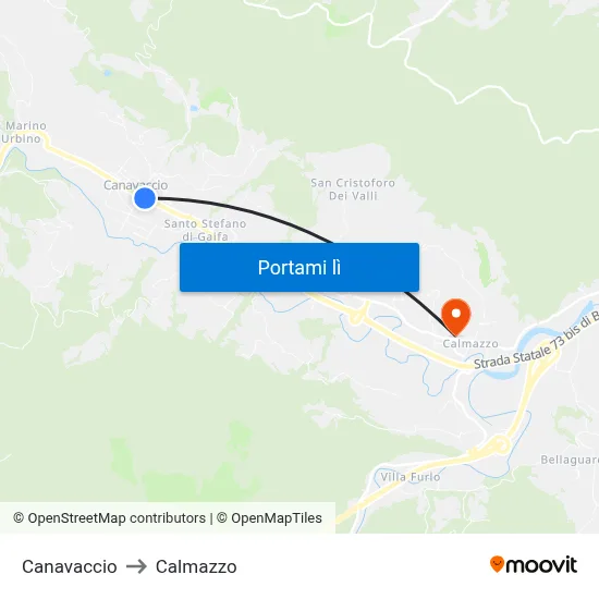 Canavaccio to Calmazzo map