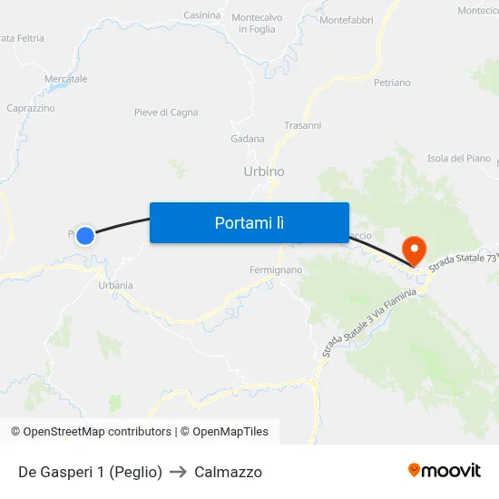 De Gasperi 1 (Peglio) to Calmazzo map