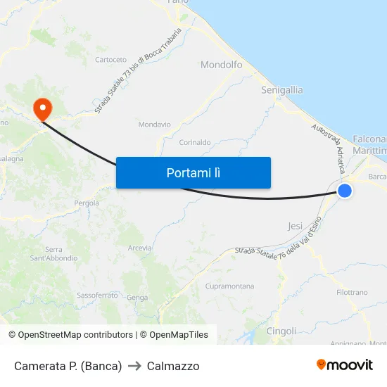 Camerata P. (Banca) to Calmazzo map