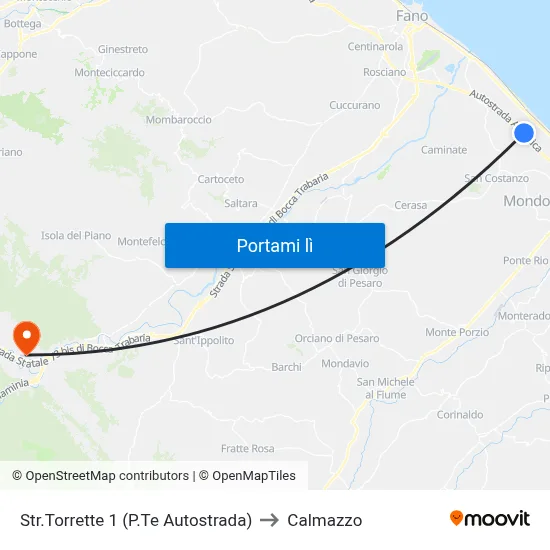 Str.Torrette 1 (P.Te Autostrada) to Calmazzo map