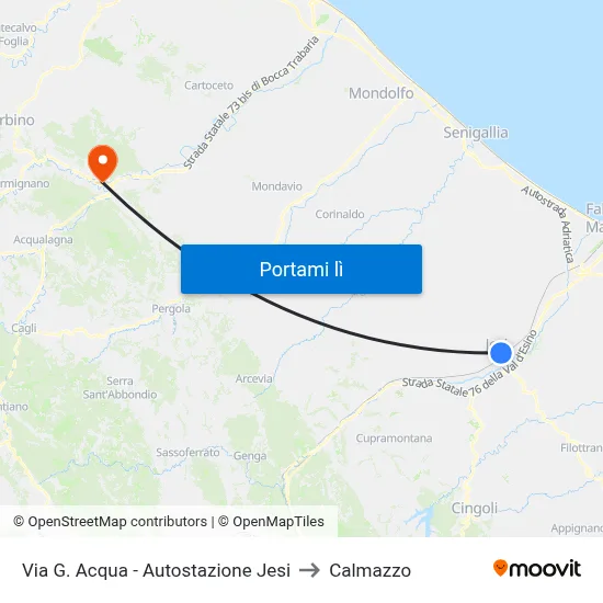 Via G. Acqua - Autostazione Jesi to Calmazzo map