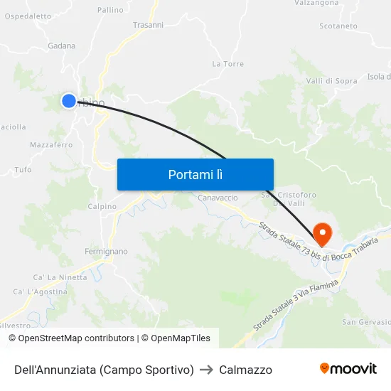 Dell'Annunziata (Campo Sportivo) to Calmazzo map