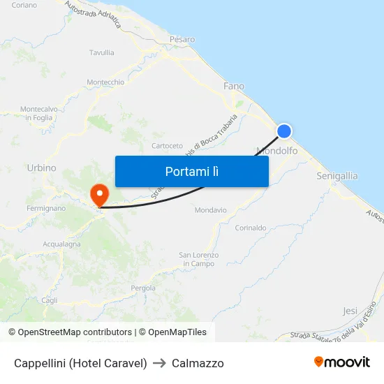 Cappellini (Hotel Caravel) to Calmazzo map